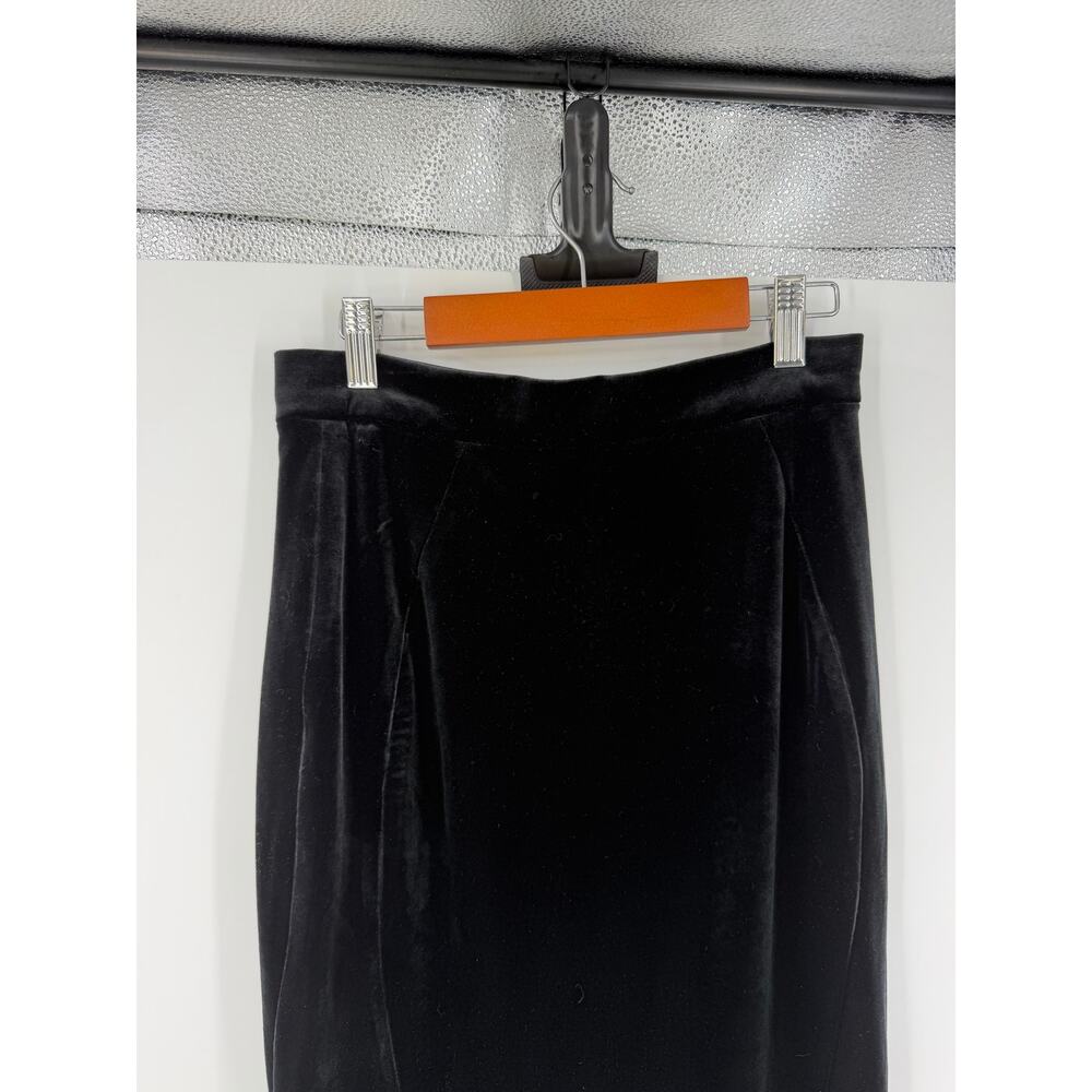 House of CB Black Velvet Midi Pencil Skirt S Bodycon High Waist Holiday Party - Picture 4 of 16